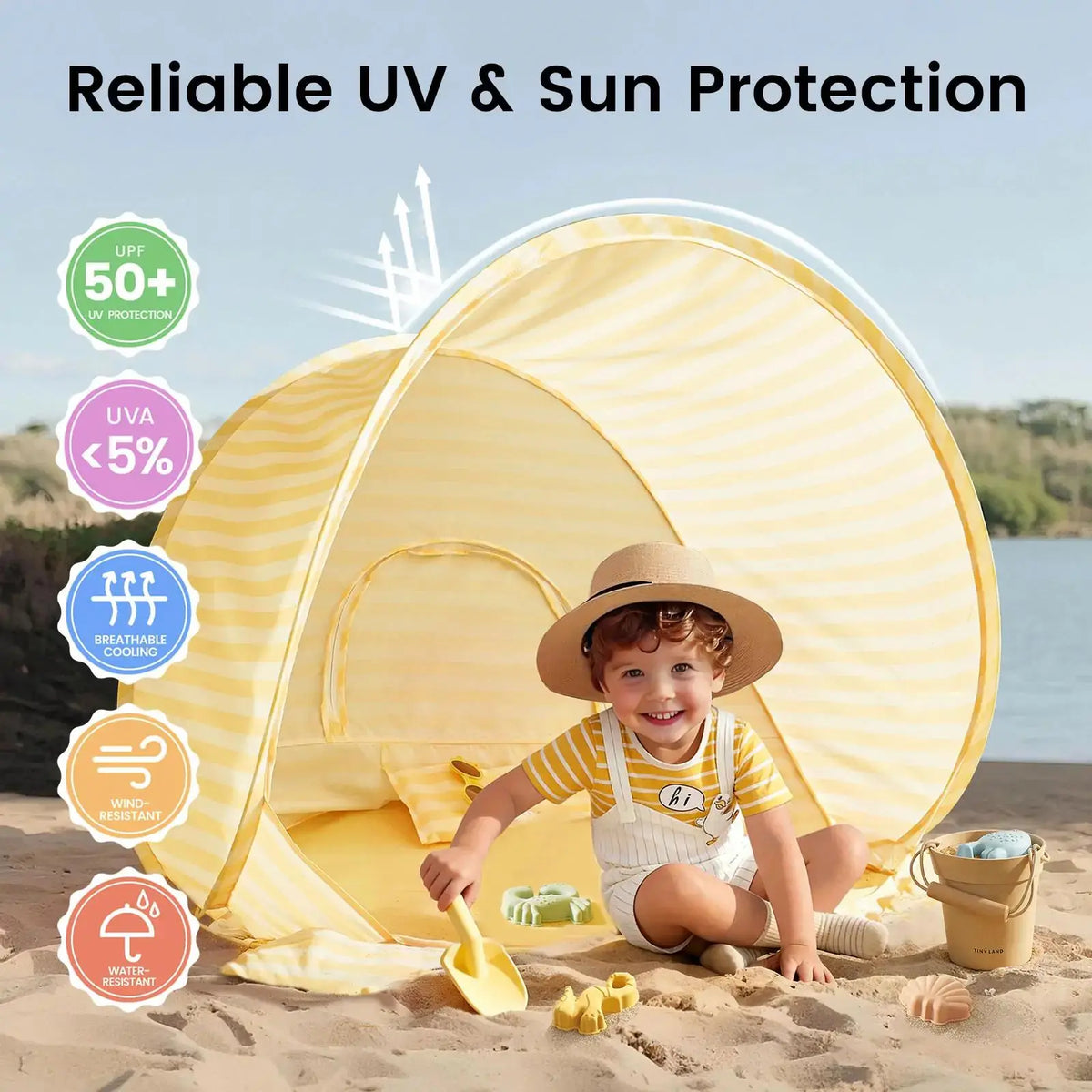 Tiny Land Beach Day | Kids Beach Tent & Sand Toy Set
