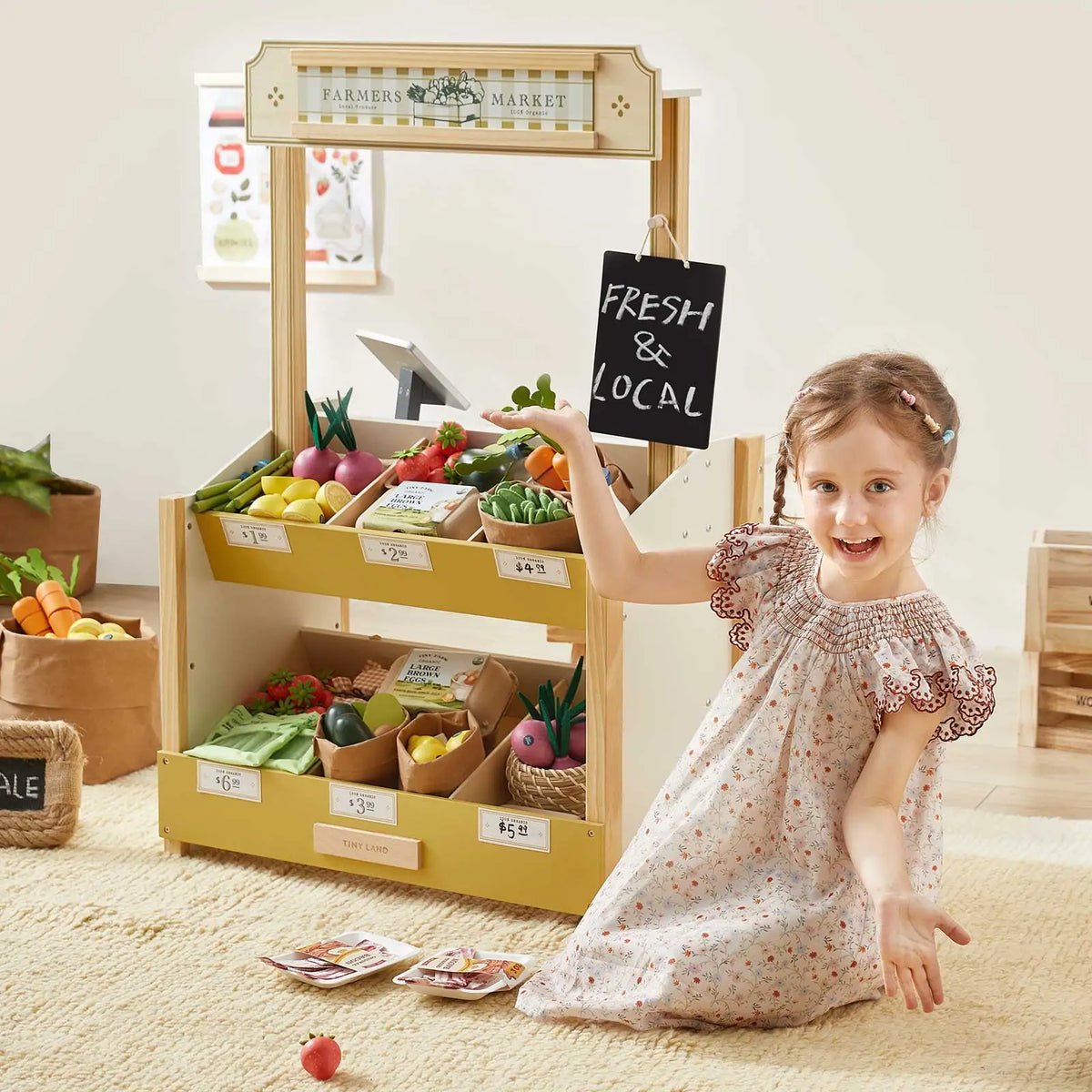 Tiny Land Little Grocer | Kids Pretend Grocery Store Playset