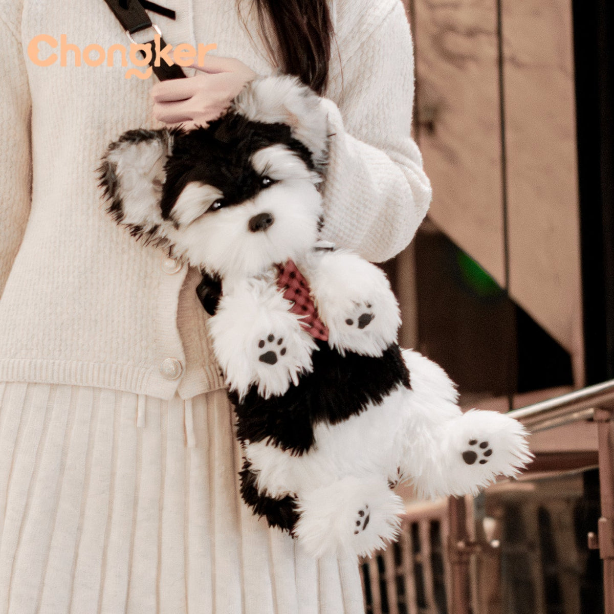 Chongker Schnauzer Backpack | Realistic Plush Dog Backpack