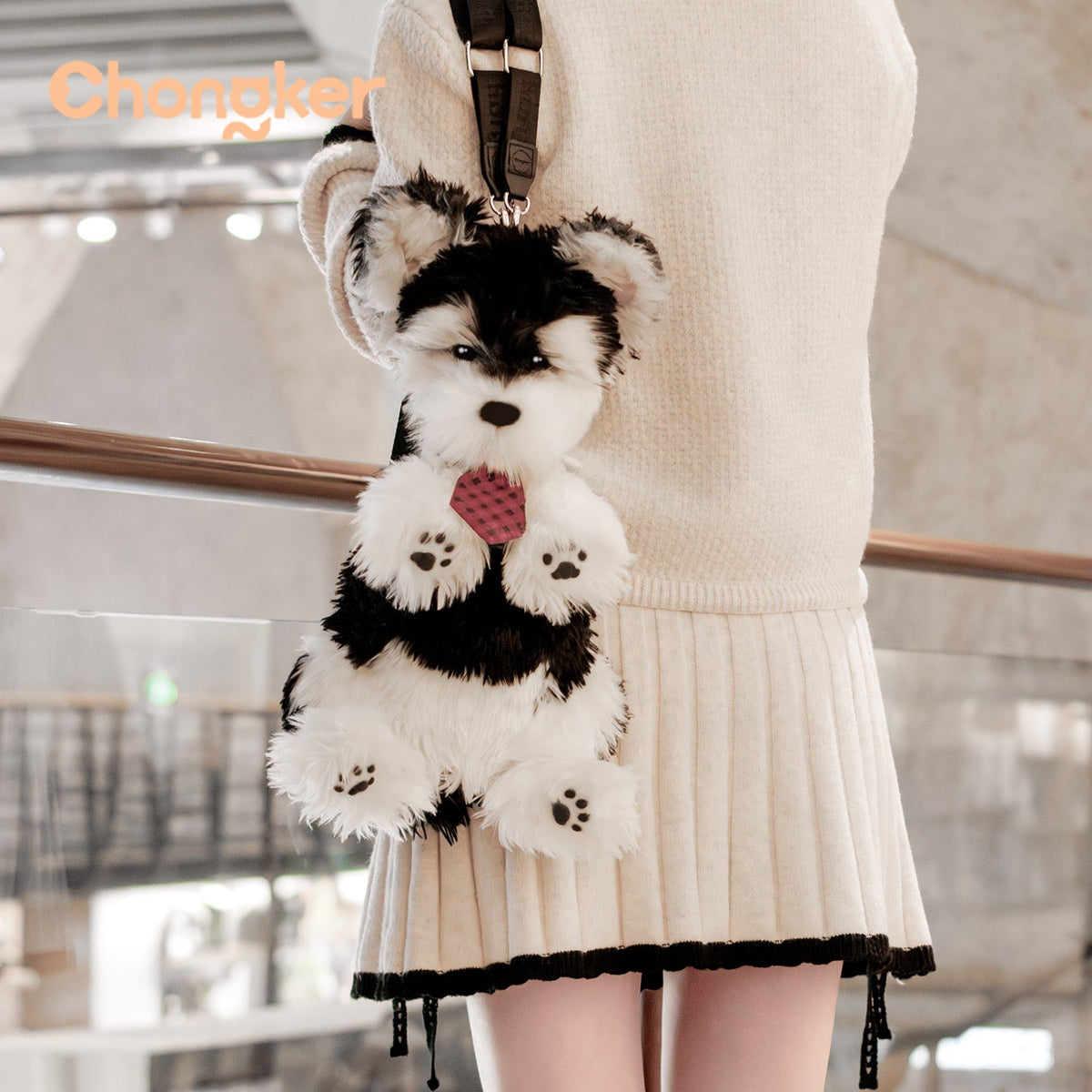 Chongker Schnauzer Backpack | Realistic Plush Dog Backpack