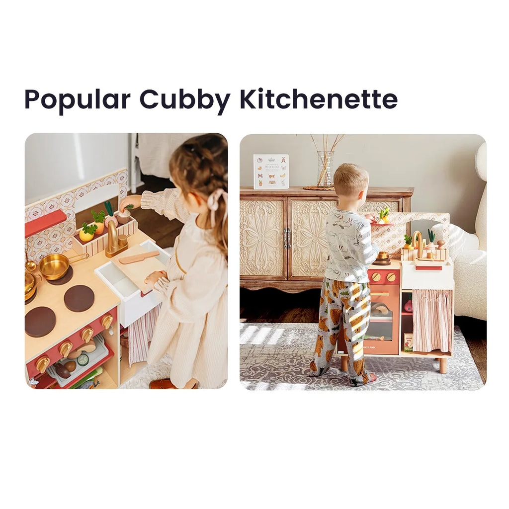 Tiny Land Honey Kitchenette | Wooden Play Kitchen for Toddlers