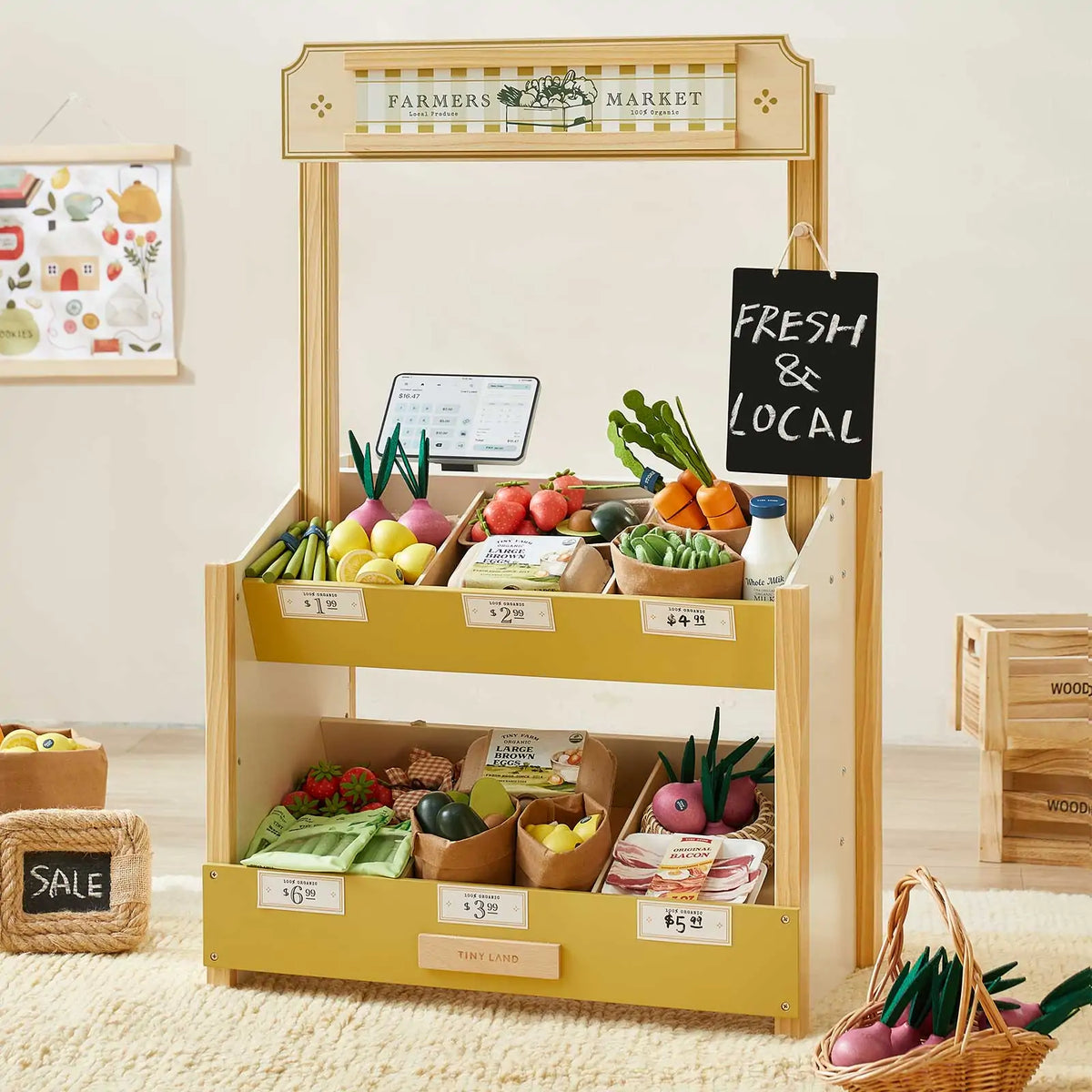 Tiny Land kids pretend grocery store playset