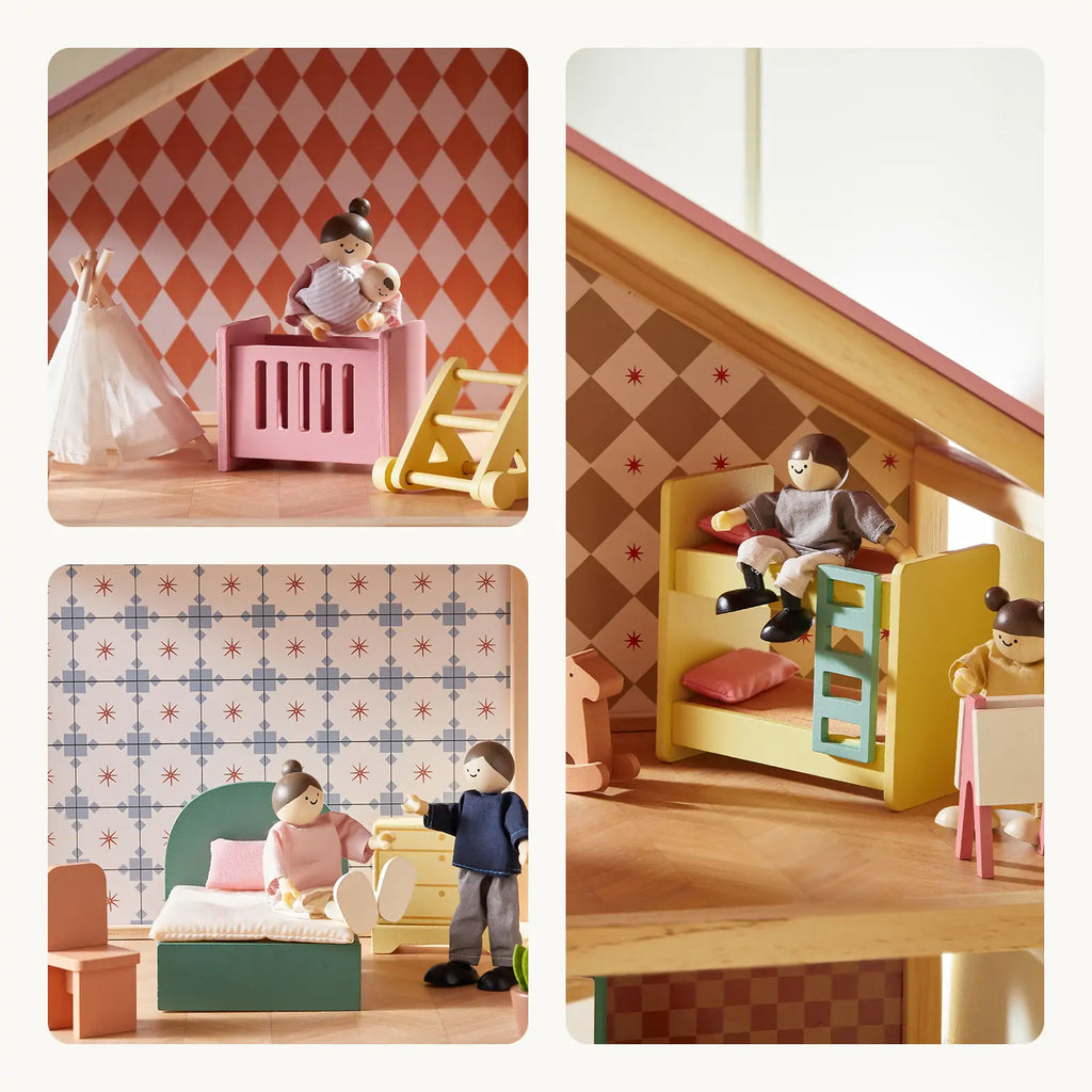 Tiny Land Sweetwood Pegasus | Wooden Dollhouse with Family Dolls