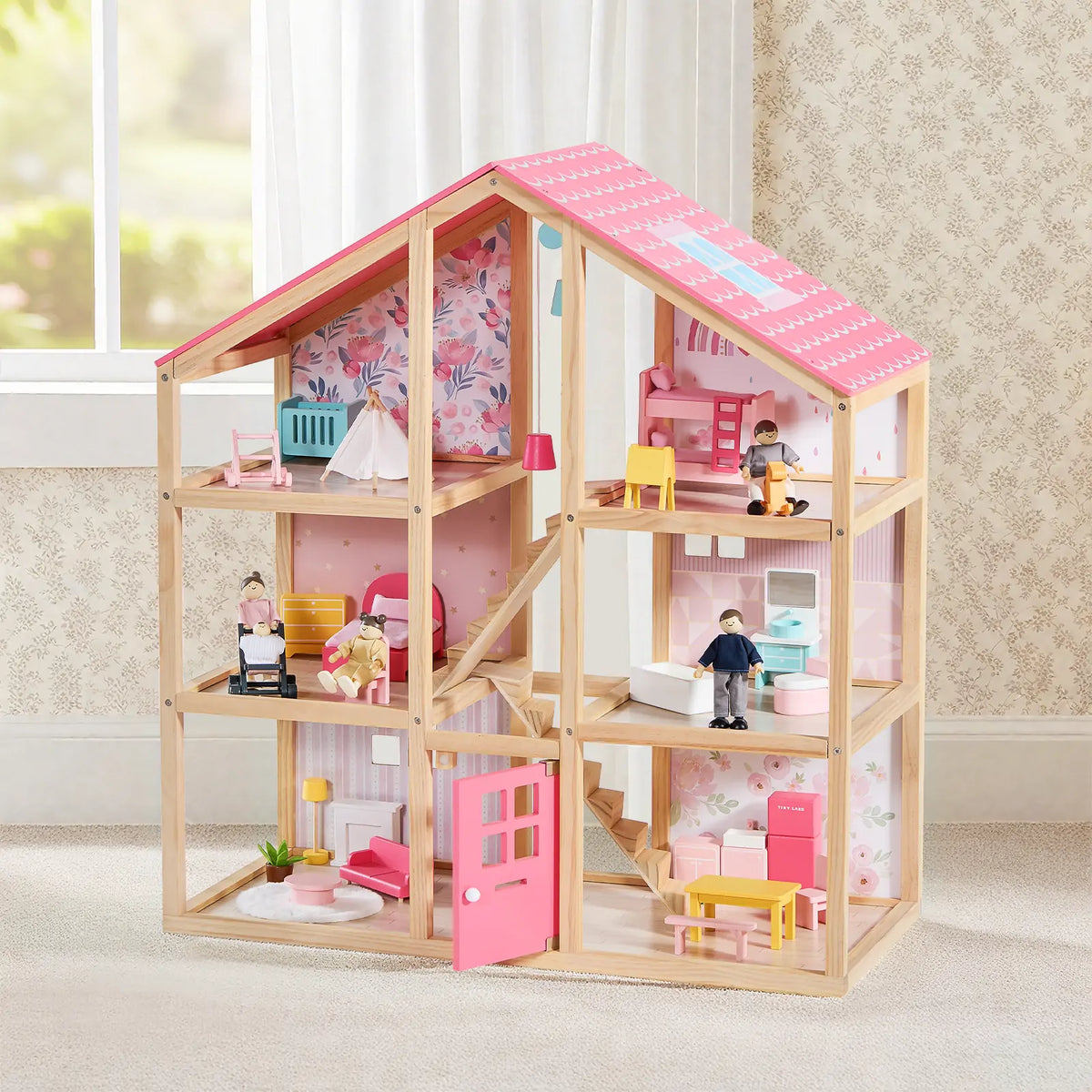 Tiny Land Sweetwood Love dollhouse with wooden dolls