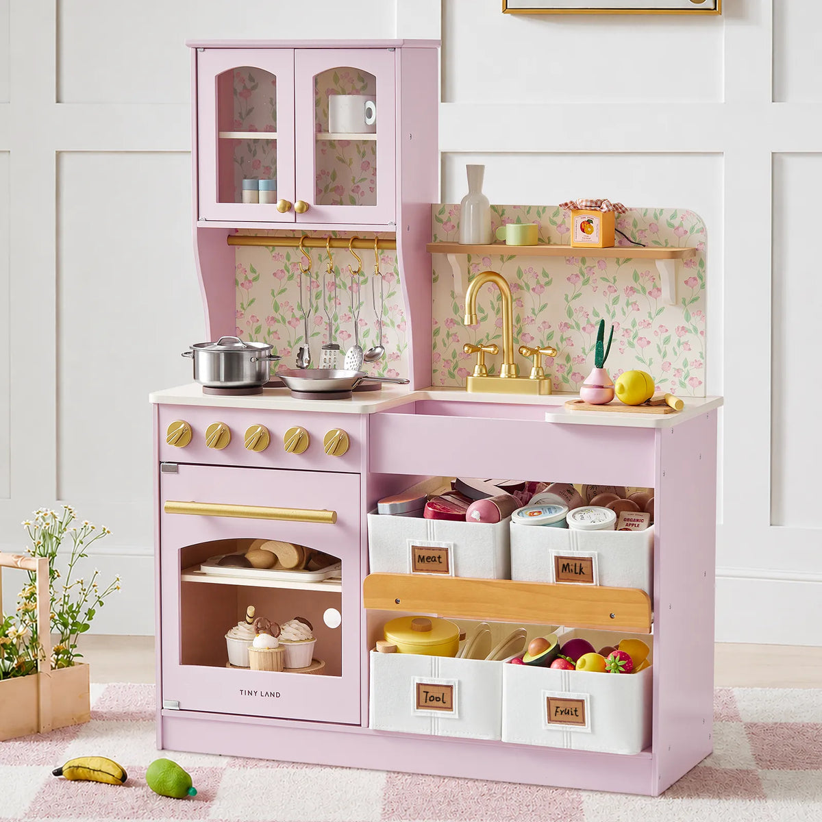 Tiny Land Cottagecore | Wooden Play Kitchen with Storage — manufacturer product image 17
