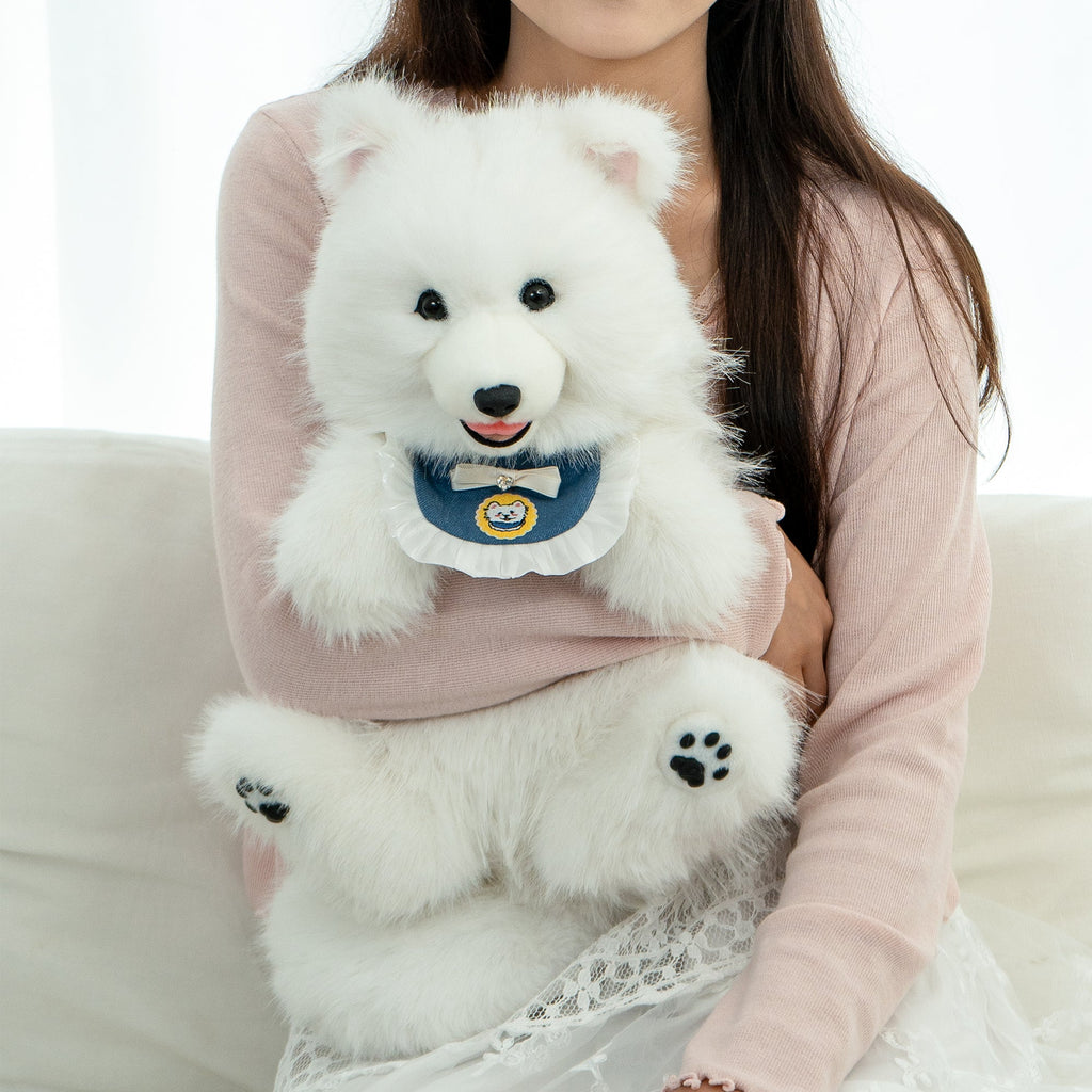 Chongker Fluffy Samoyed | Realistic Plush Dog Backpack