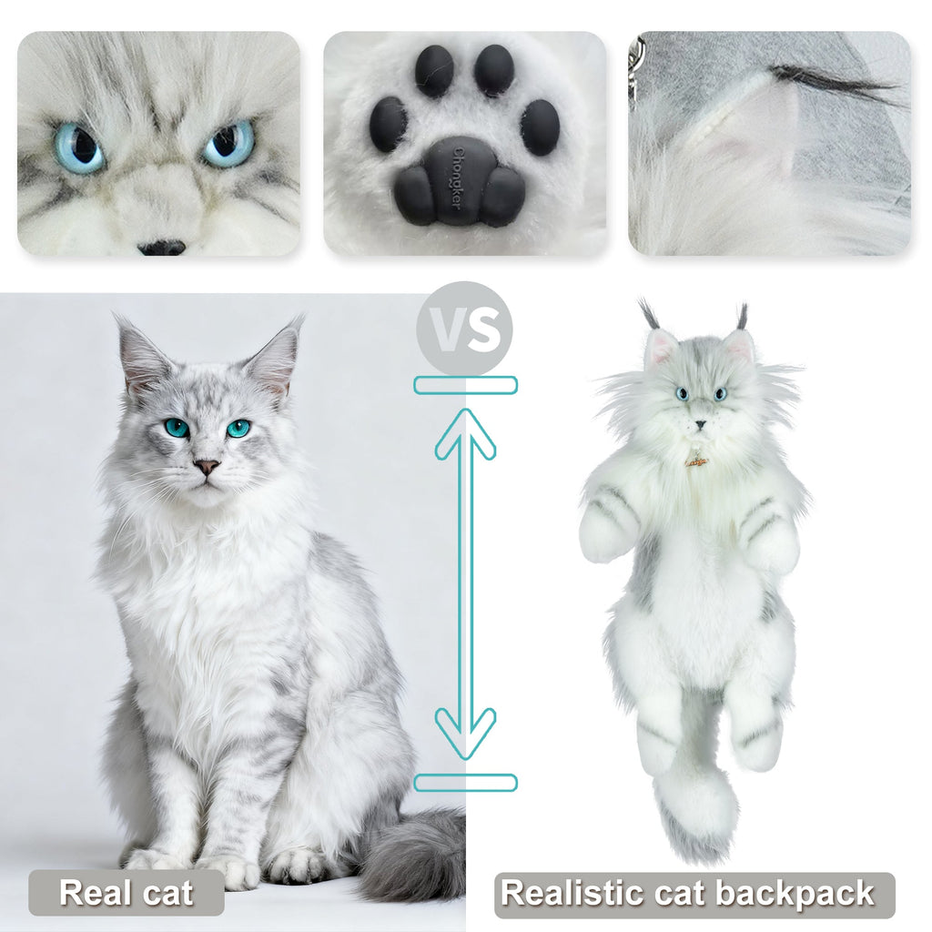 Chongker Silver Maine Coon | Realistic Cat Backpack