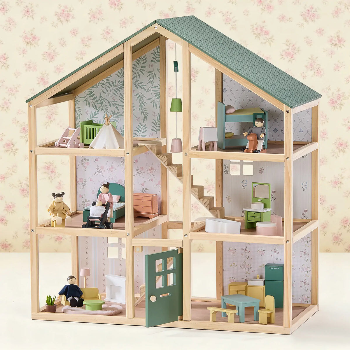 Tiny Land Sweetwood Evergreen dollhouse and dolls