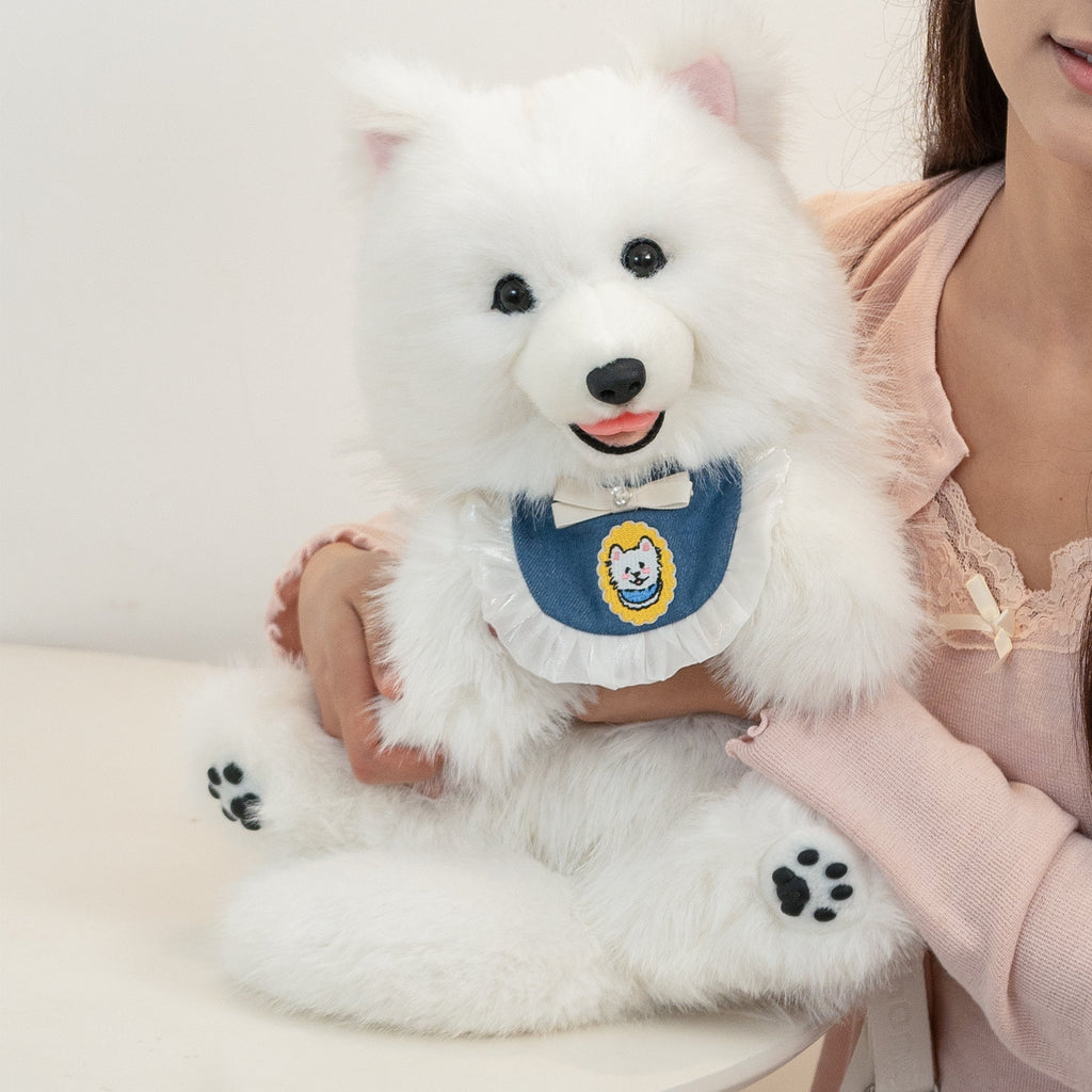 Chongker Fluffy Samoyed | Realistic Plush Dog Backpack