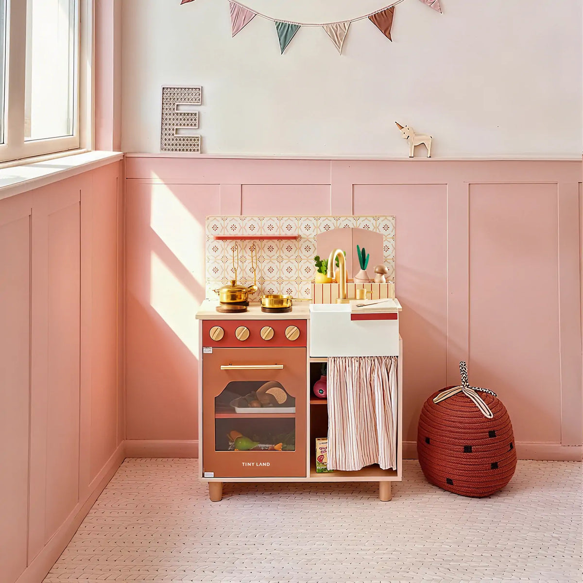Tiny Land Honey Kitchenette | Wooden Play Kitchen for Toddlers