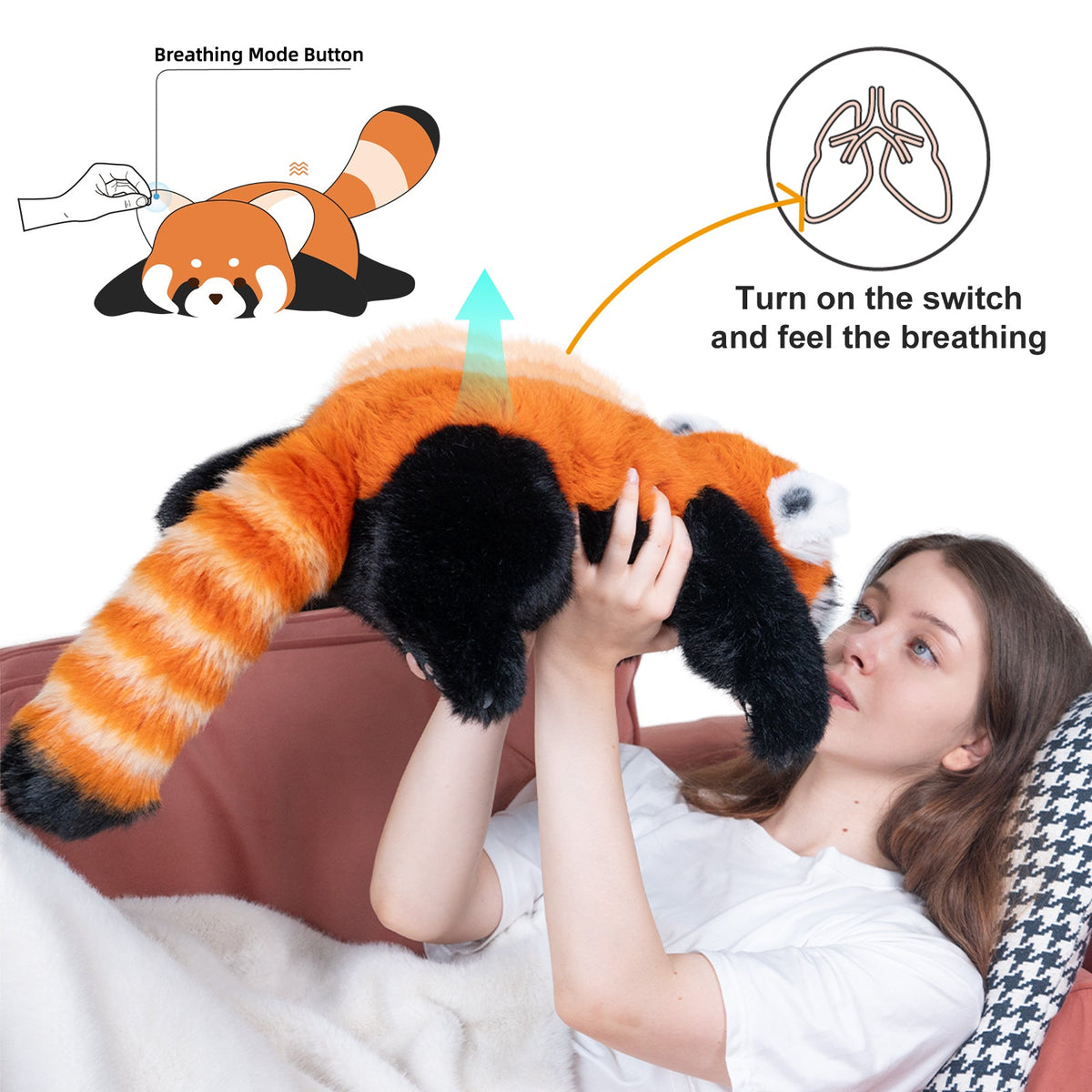 Chongker Breathing Red Panda | Interactive Lifelike Plush Animal