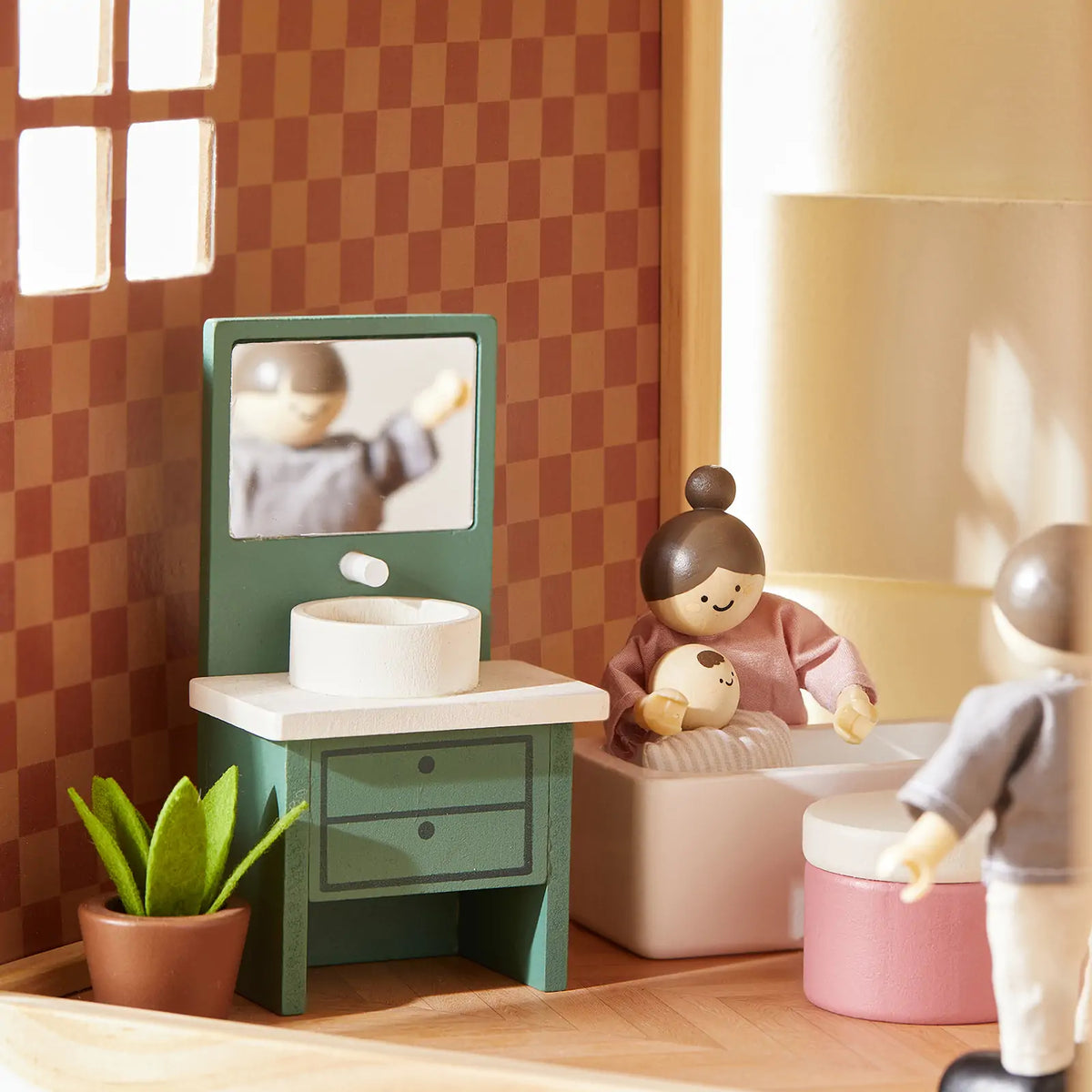 Tiny Land Sweetwood Pegasus | Wooden Dollhouse with Family Dolls