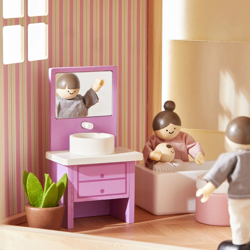 Tiny Land Sweetwood Unicorn | Wooden Dollhouse with Family Dolls