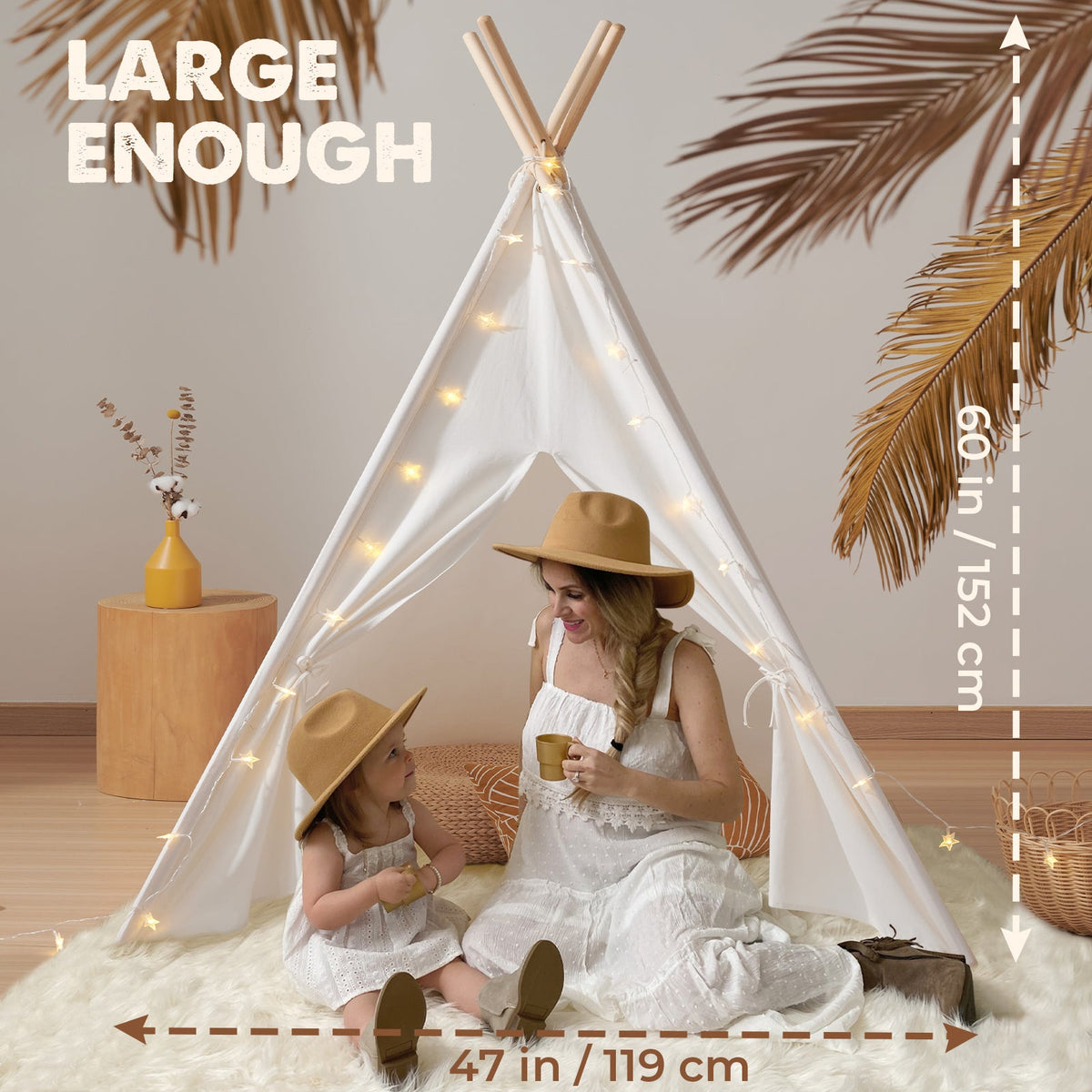 Tiny Land Teepee Hideaway | Kids Indoor Play Tent with Floor Mat