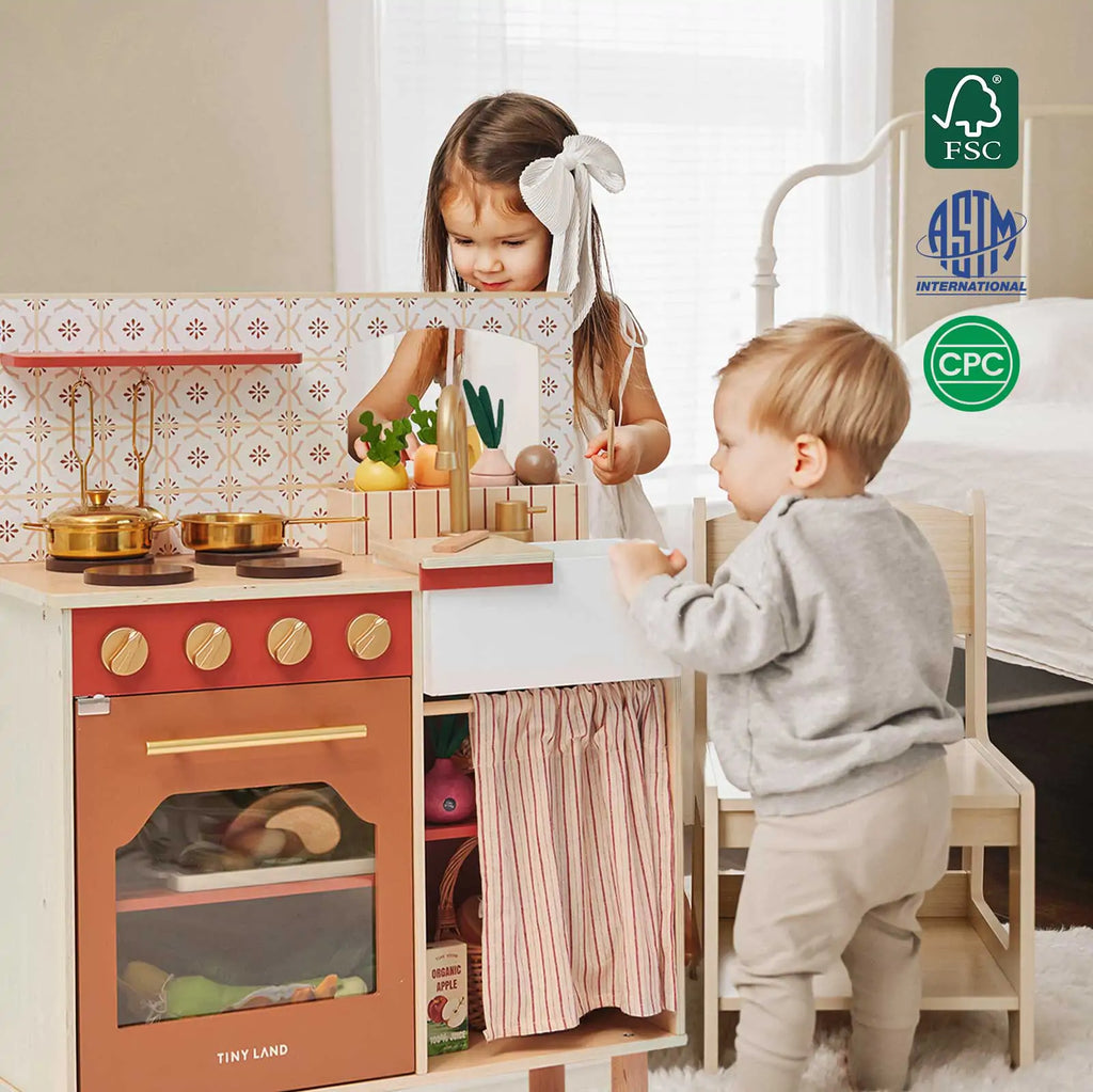 Tiny Land Honey Kitchenette | Wooden Play Kitchen for Toddlers