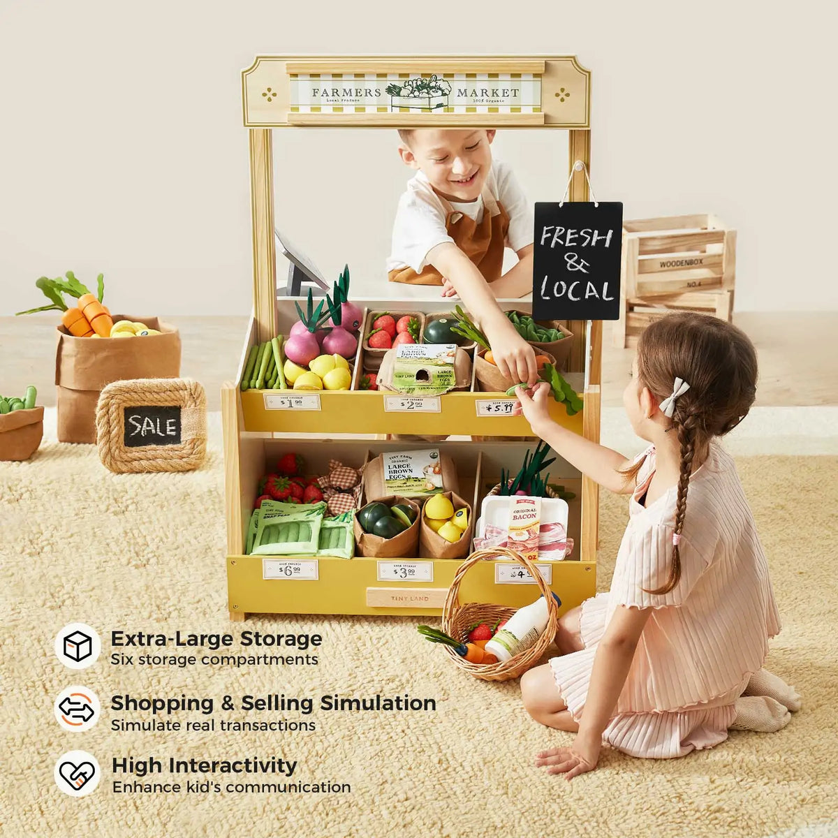 Tiny Land Little Grocer | Kids Pretend Grocery Store Playset