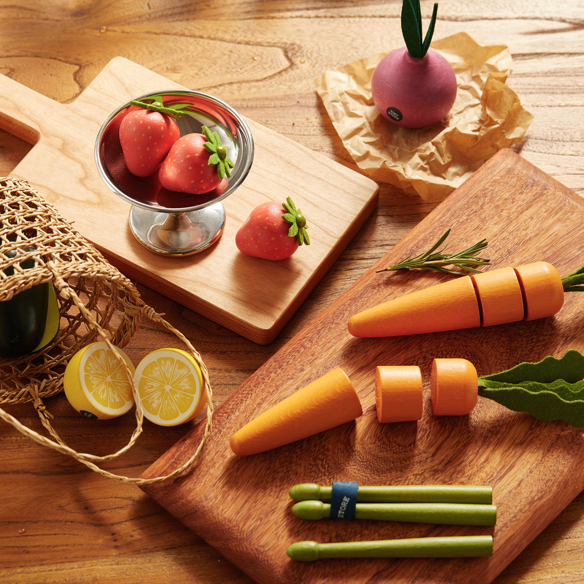 Tiny Land Market Harvest | Pretend Fruit & Vegetable Play Food Set