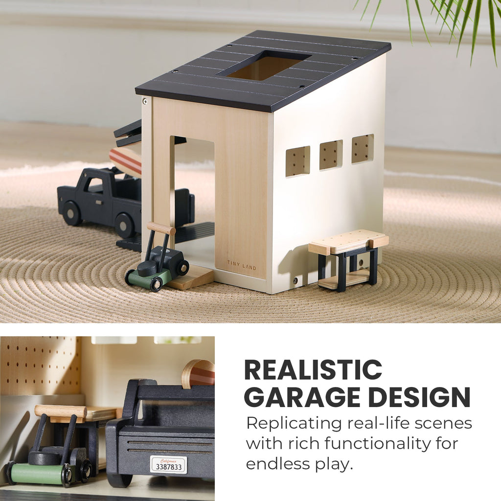 Tiny Land Little Garage | Wooden Toy Car Garage Play Set