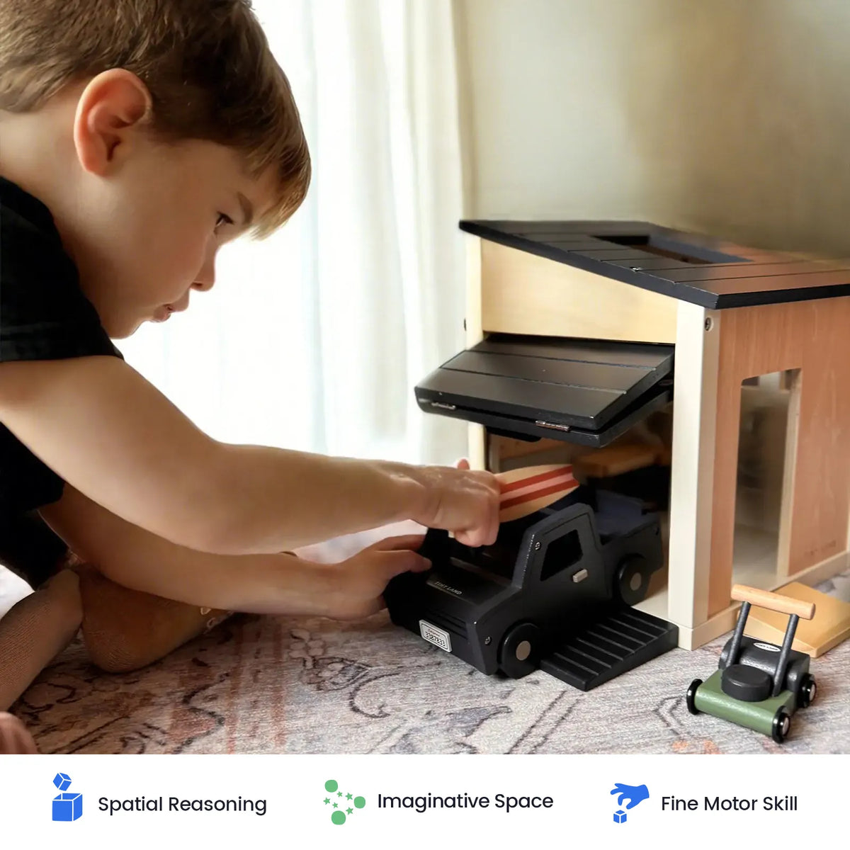 Tiny Land Little Garage | Wooden Toy Car Garage Play Set