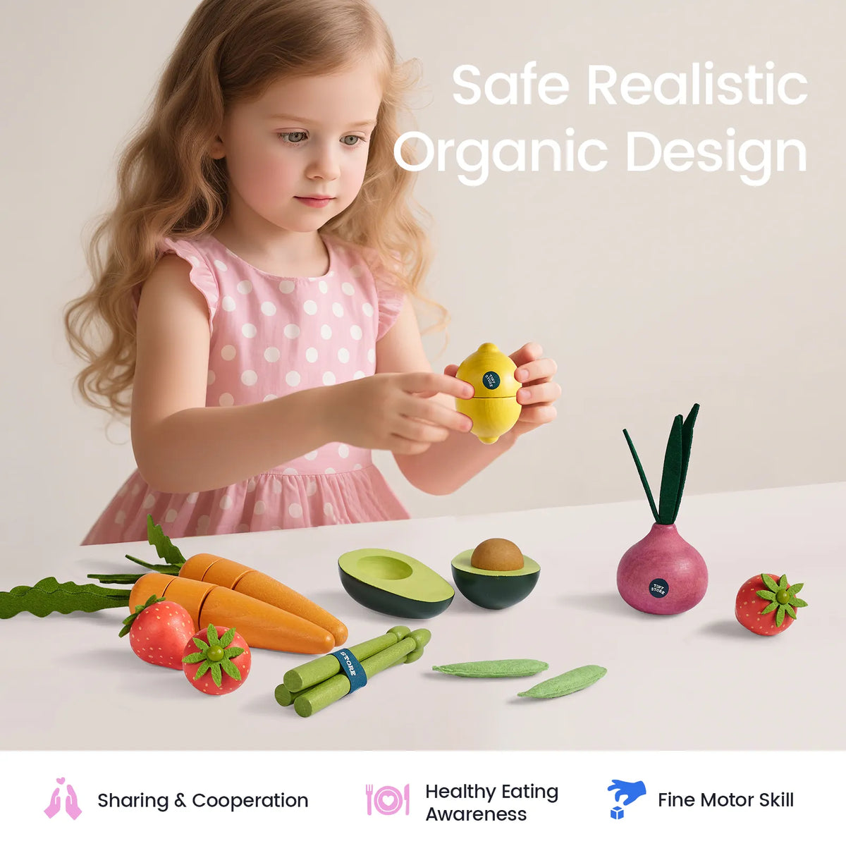 Tiny Land Market Harvest | Pretend Fruit & Vegetable Play Food Set