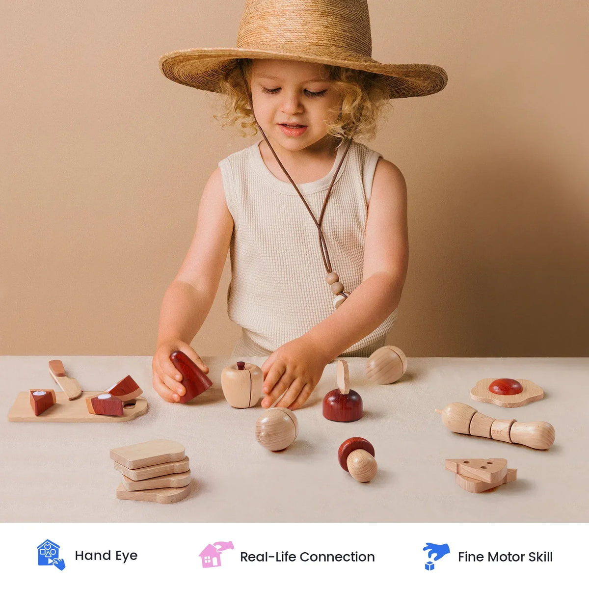 Tiny Land Slice & Serve | Wooden Cutting Play Food Set