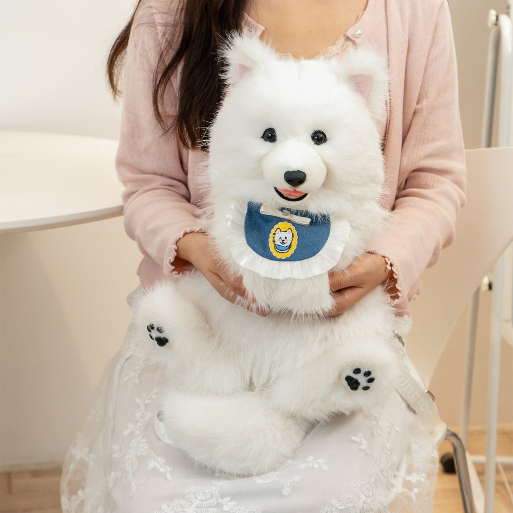 Chongker Fluffy Samoyed | Realistic Plush Dog Backpack