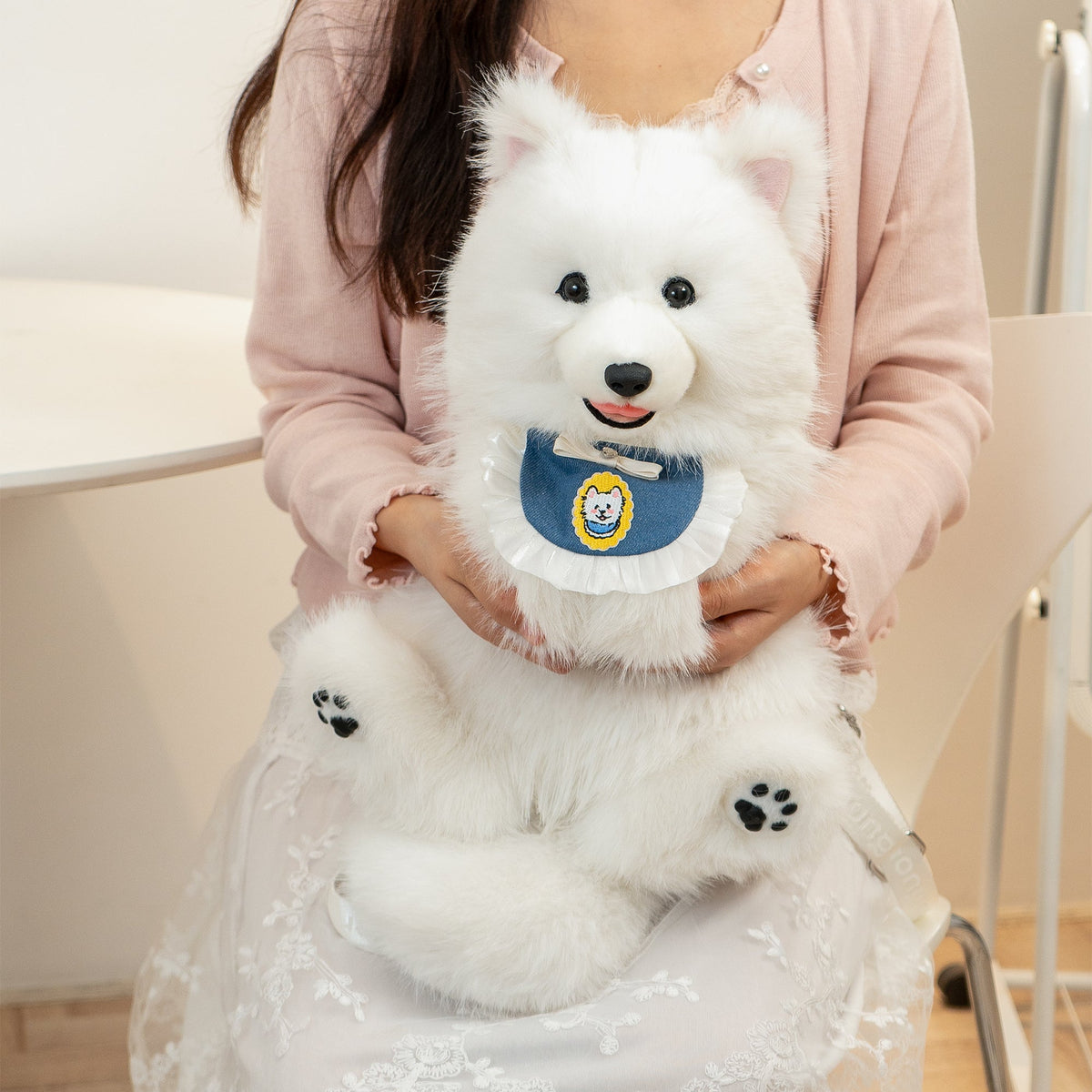 Chongker Fluffy Samoyed | Realistic Plush Dog Backpack