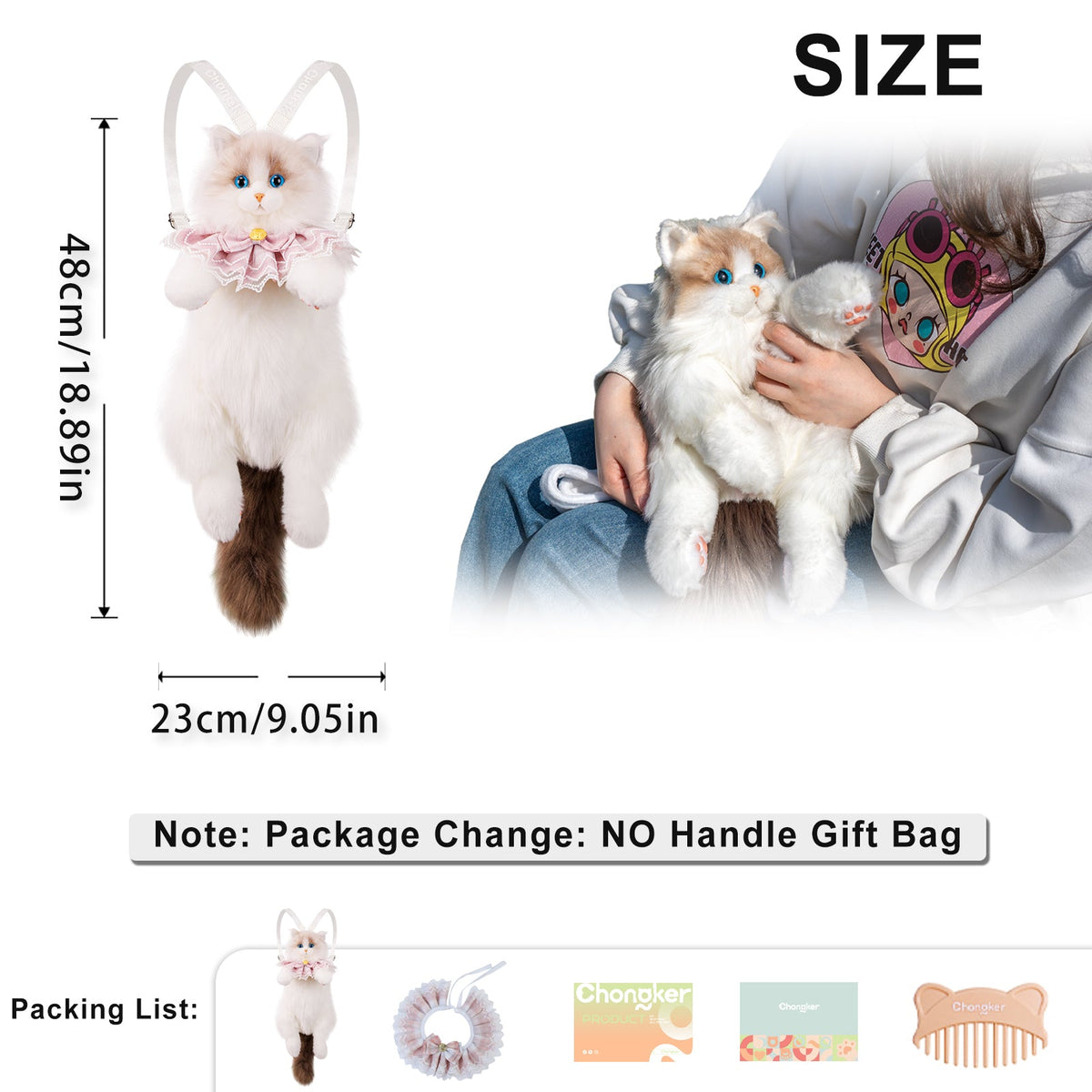 Chongker Ragdoll Cat Backpack | Realistic Plush