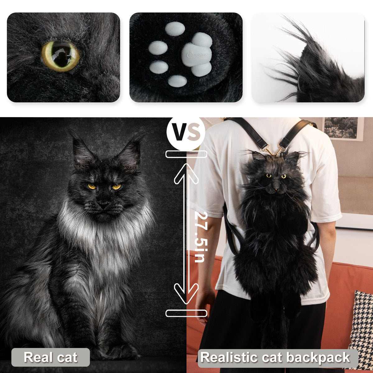 Chongker Maine Coon Cat Backpack | Realistic Plush