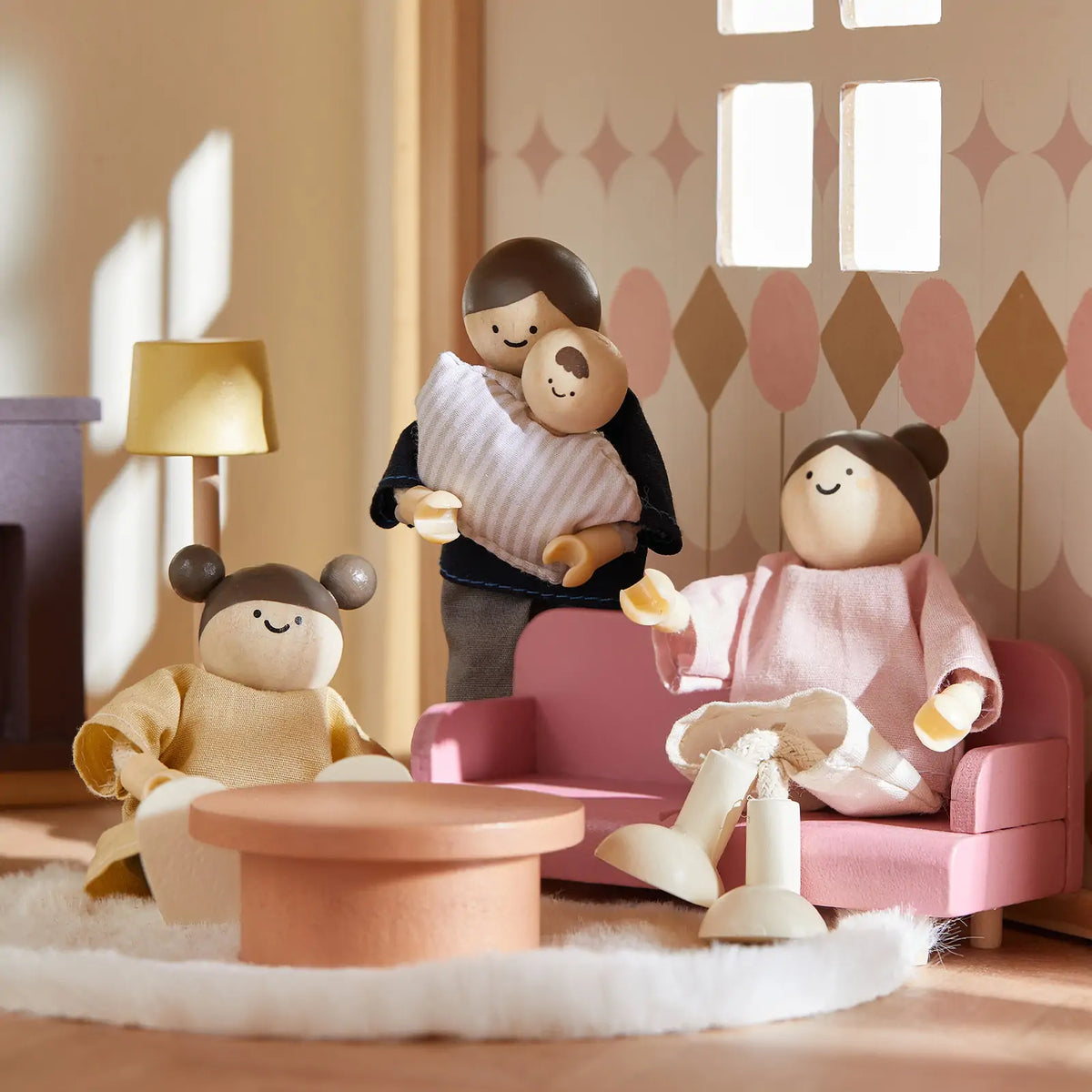 Tiny Land Sweetwood Pegasus | Wooden Dollhouse with Family Dolls