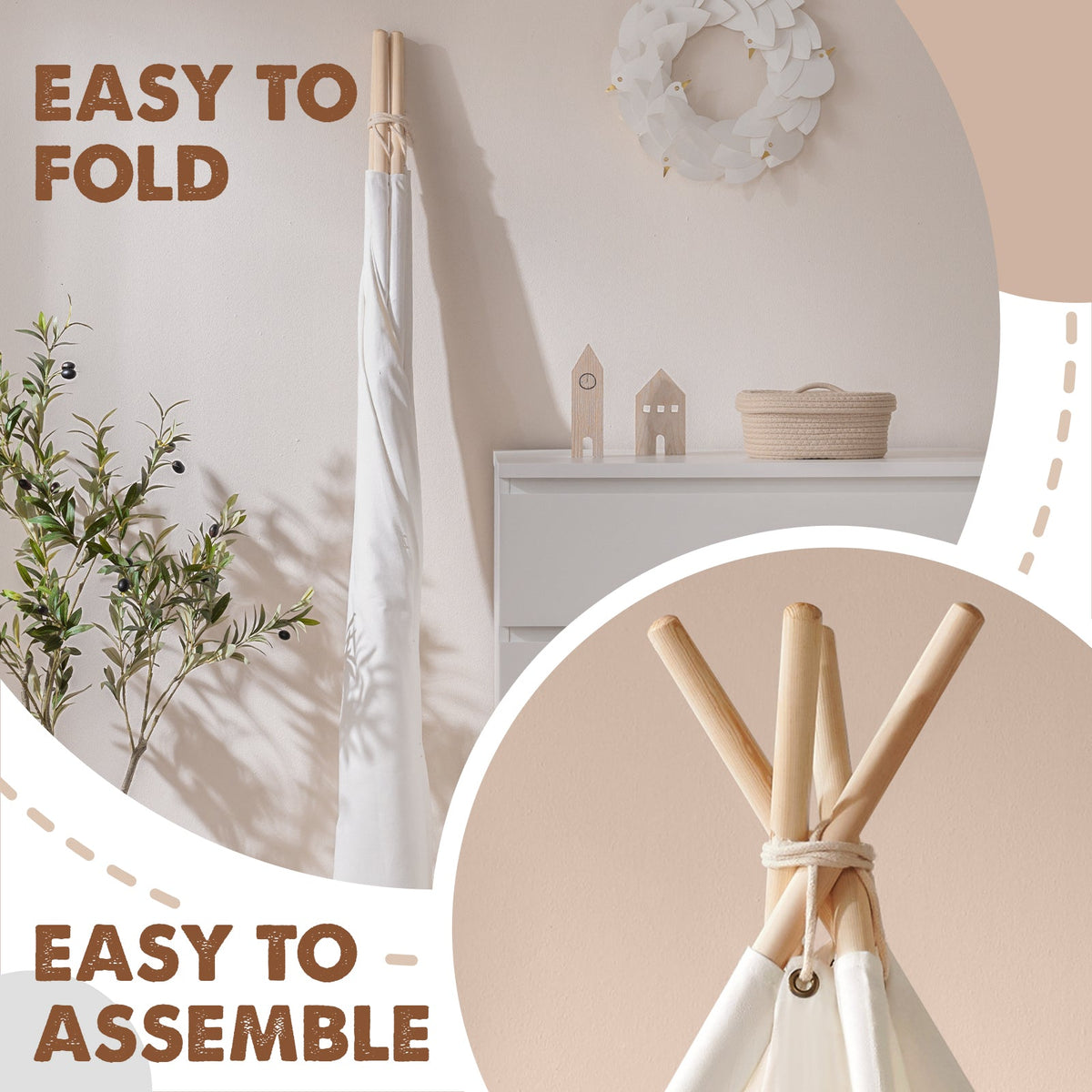Tiny Land Teepee Hideaway | Kids Indoor Play Tent with Floor Mat