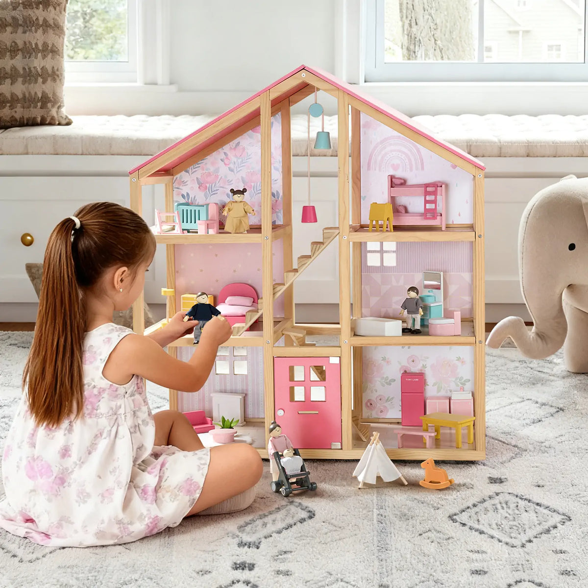 Tiny Land Sweetwood Love | Wooden Dollhouse & Family Dolls