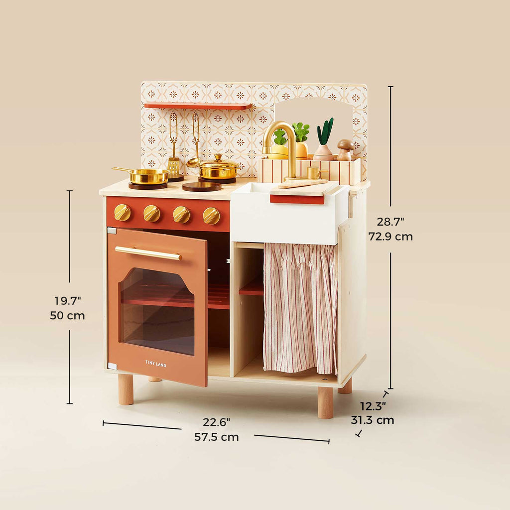 Tiny Land Honey Kitchenette | Wooden Play Kitchen for Toddlers