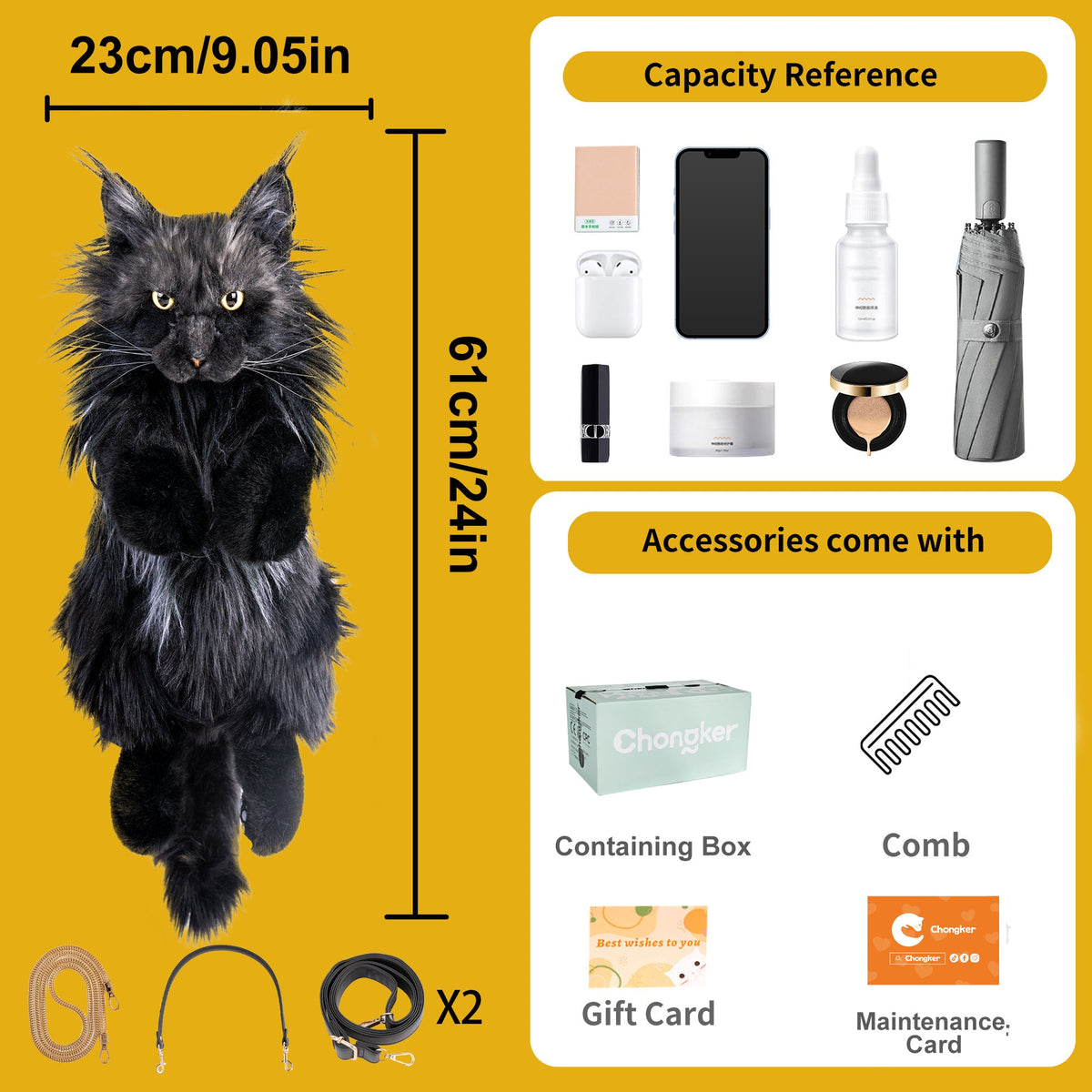 Chongker Maine Coon Cat Backpack | Realistic Plush