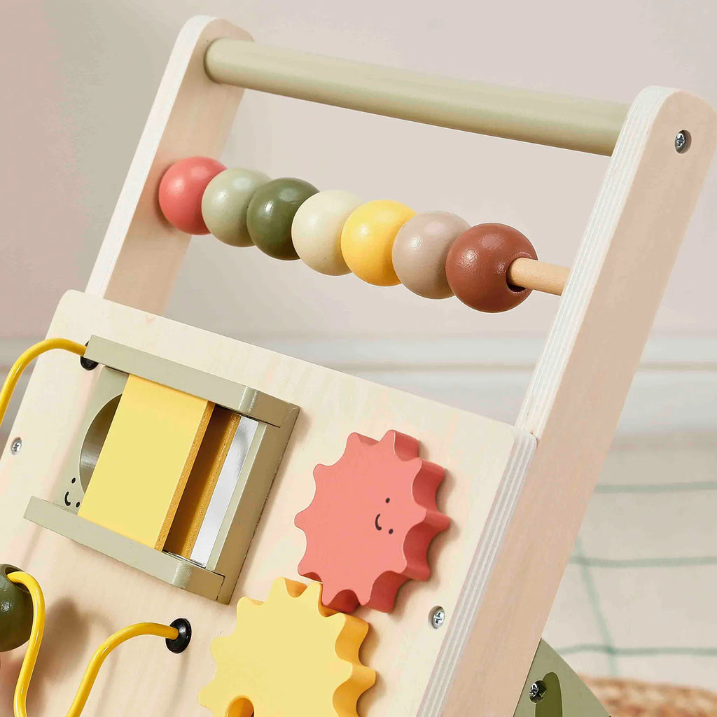 Tiny Land First Steps Sage | Wooden Baby Activity Push Walker
