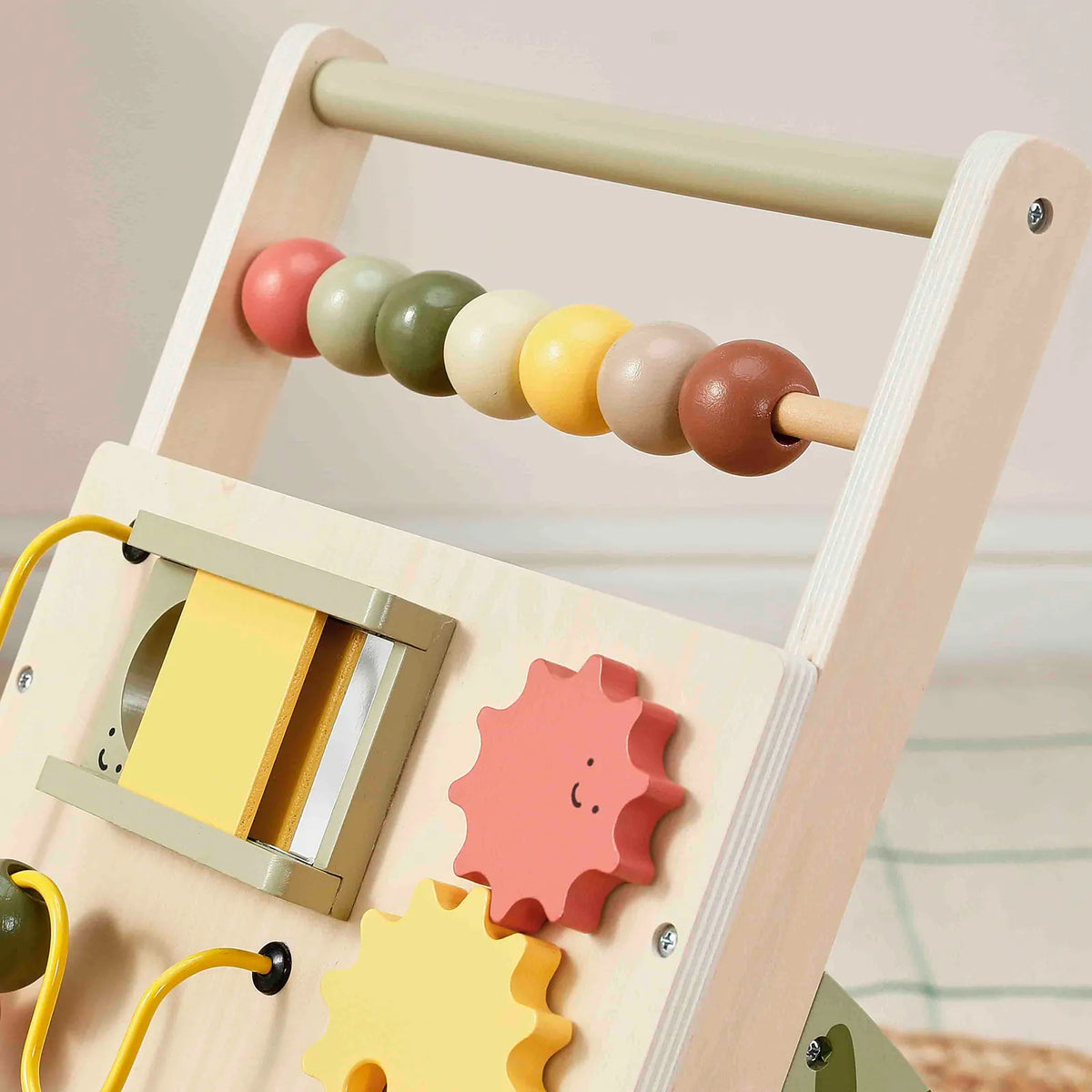 Tiny Land First Steps Sage | Wooden Baby Activity Push Walker