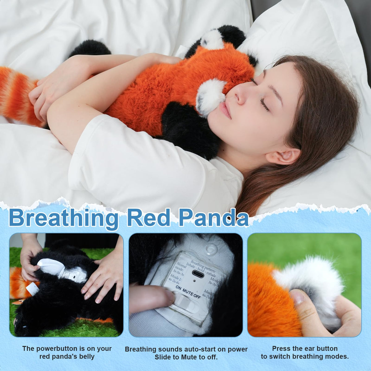 Chongker Breathing Red Panda | Interactive Lifelike Plush Animal