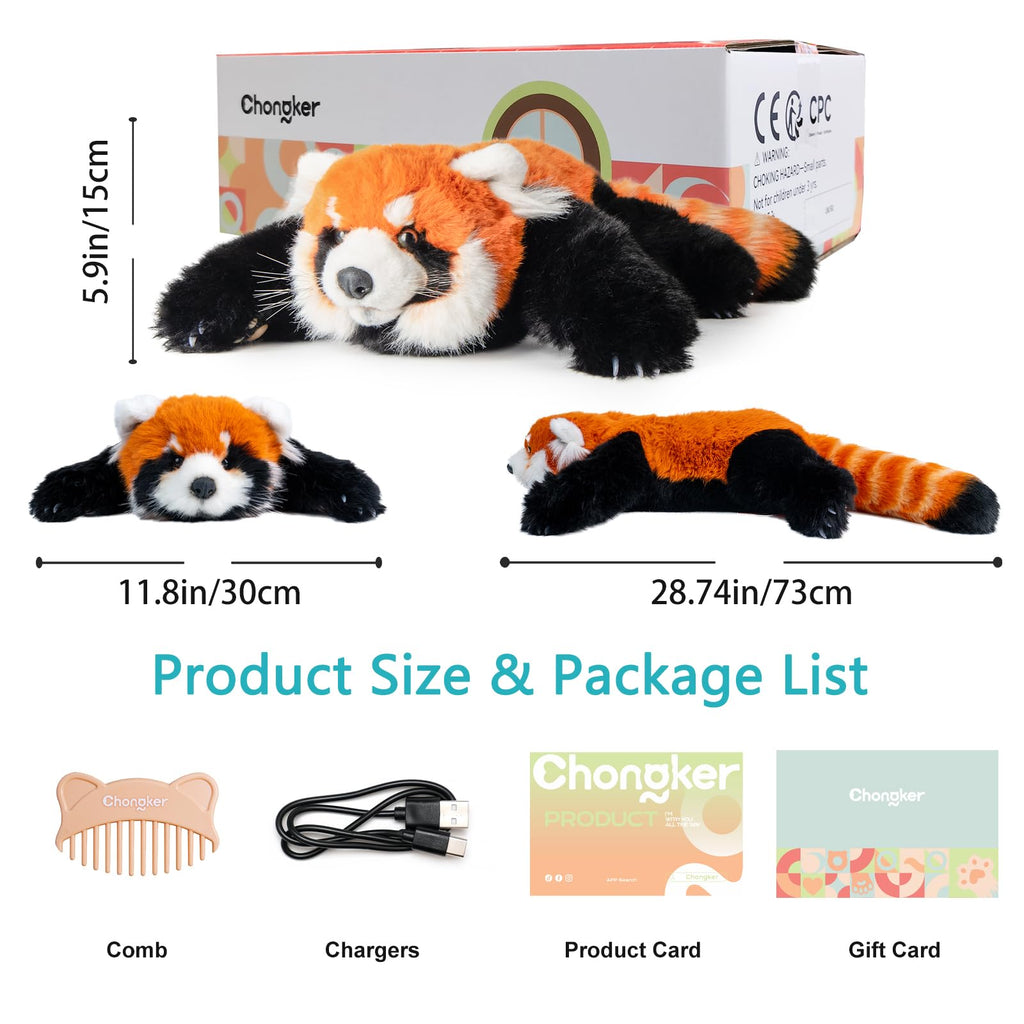 Chongker Breathing Red Panda | Interactive Lifelike Plush Animal