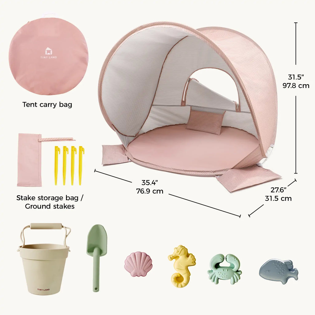 Tiny Land Beach Day | Kids Beach Tent & Sand Toy Set