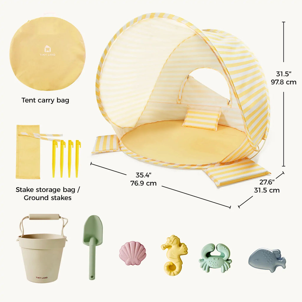 Tiny Land Beach Day | Kids Beach Tent & Sand Toy Set