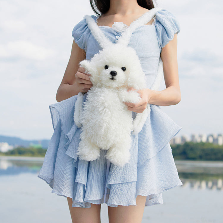 Chongker realistic plush poodle dog backpack
