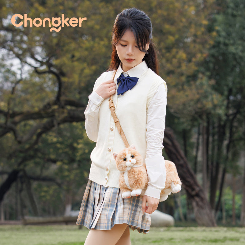 Chongker Ginger Cat Bag | Realistic Plush Cat Crossbody Bag