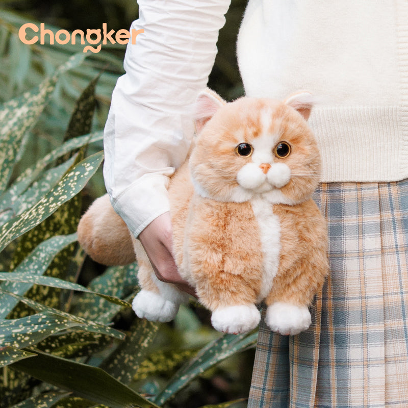 Chongker Ginger Cat Bag | Realistic Plush Cat Crossbody Bag