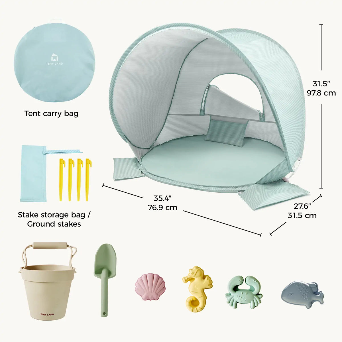 Tiny Land Beach Day | Kids Beach Tent & Sand Toy Set