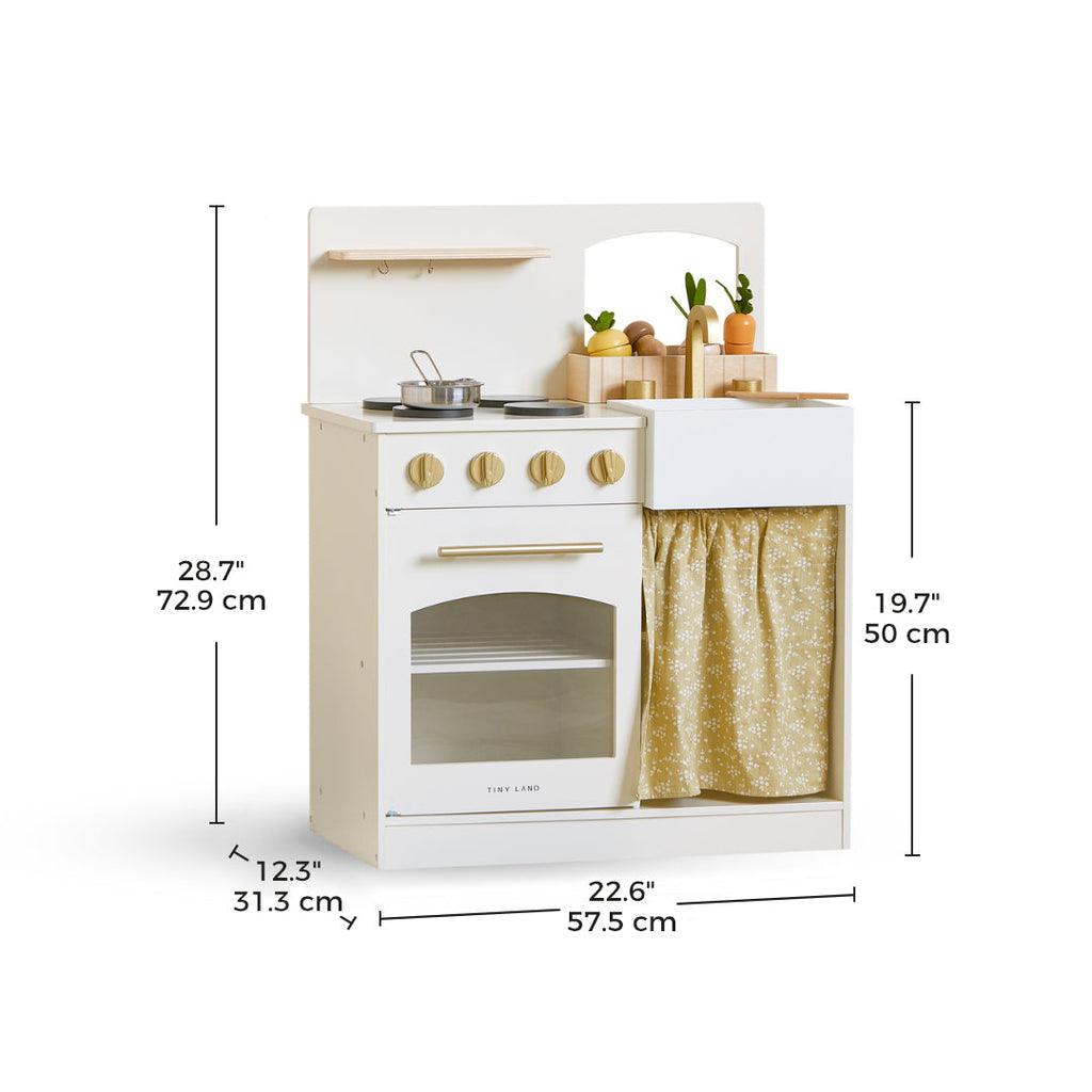 Tiny Land Honey Kitchenette | Wooden Play Kitchen for Toddlers