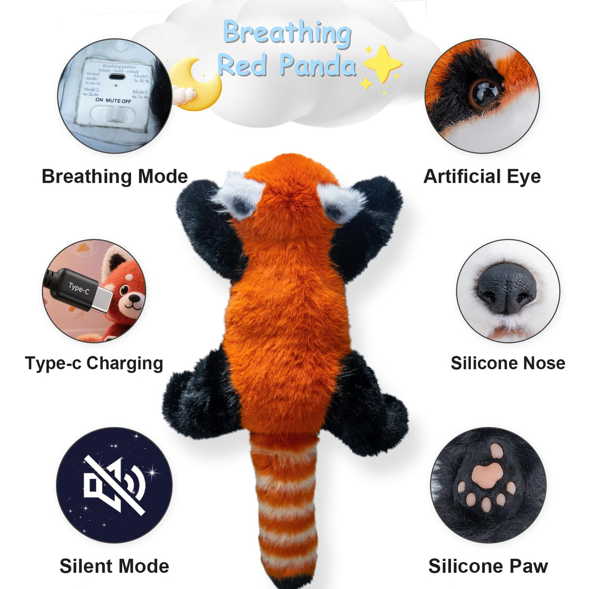 Chongker Breathing Red Panda | Interactive Lifelike Plush Animal