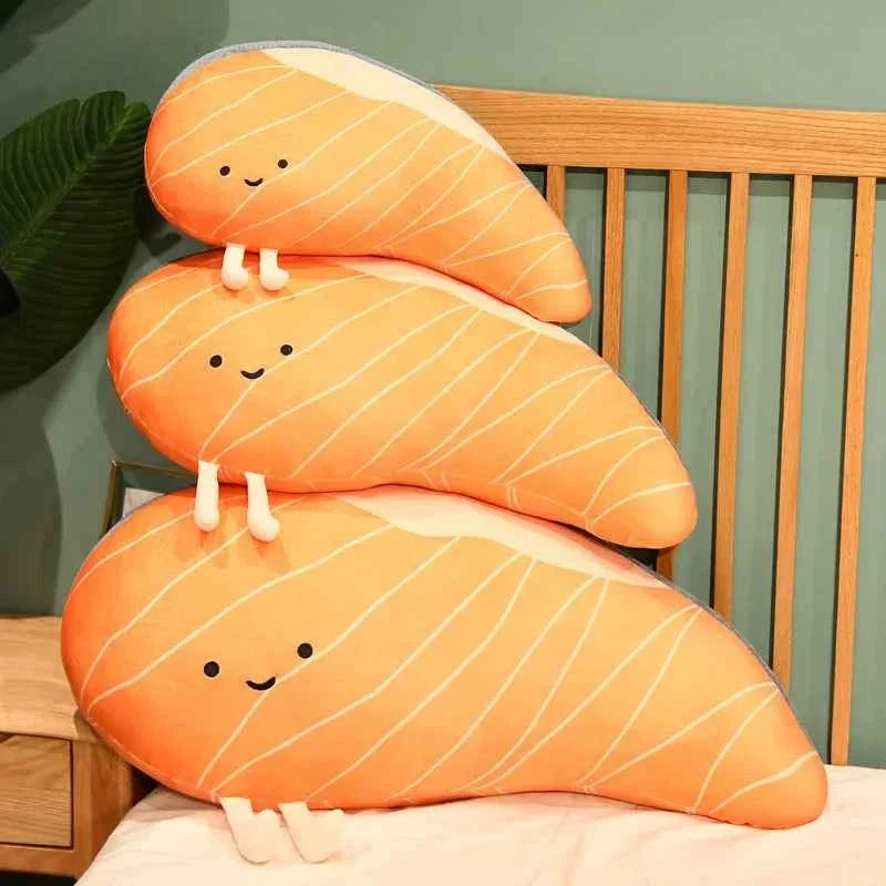 Funny salmon fillet shaped plush pillow