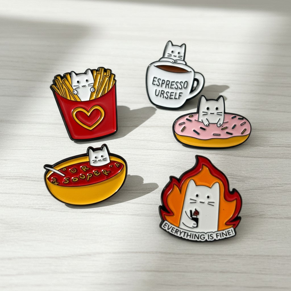 Catitude Club cat enamel pin set alternate product photo