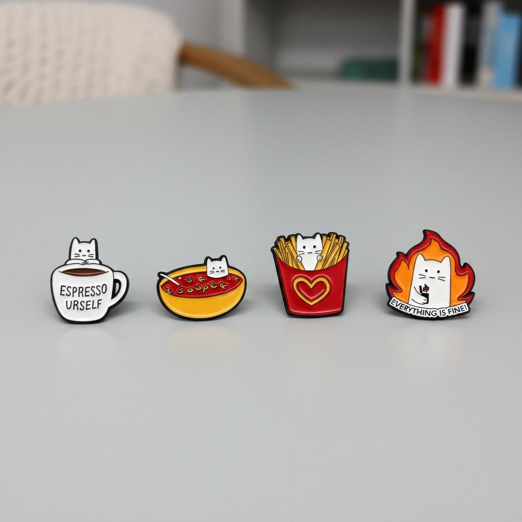 Catitude Club five-piece cat pin set additional image