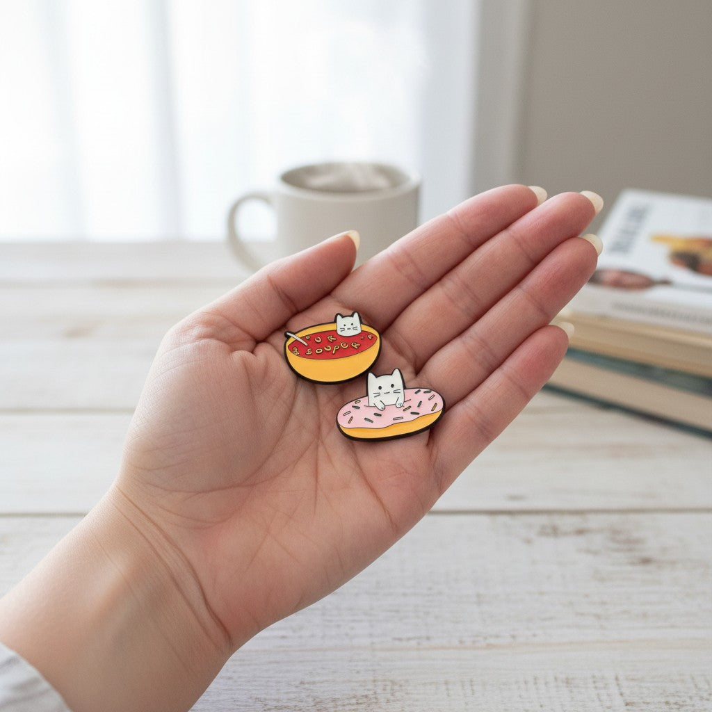 Catitude Club five cat-themed enamel pins product detail
